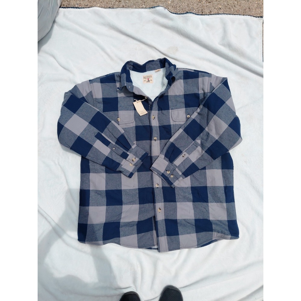 New Red Head Flannel Jacket Mens XL Plaid Sherpa Lined Button Down Shacket